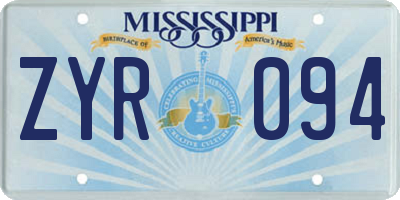 MS license plate ZYR094