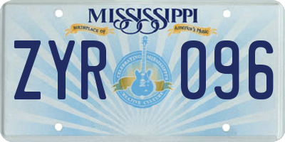 MS license plate ZYR096