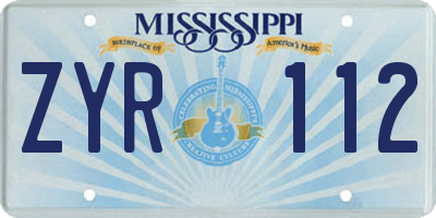 MS license plate ZYR112