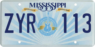 MS license plate ZYR113