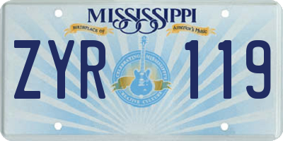MS license plate ZYR119