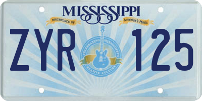MS license plate ZYR125