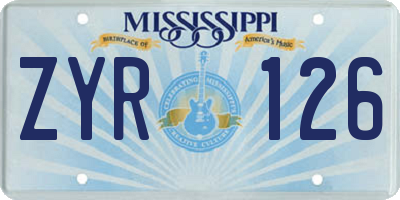 MS license plate ZYR126