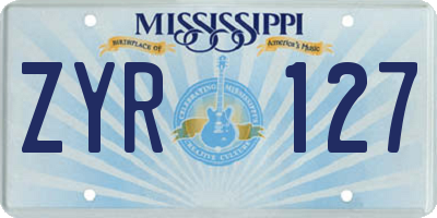 MS license plate ZYR127