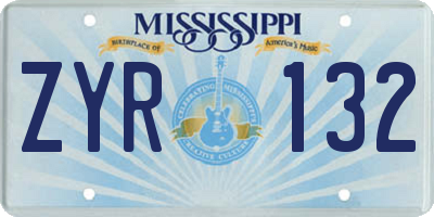 MS license plate ZYR132