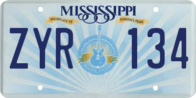MS license plate ZYR134