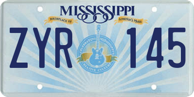 MS license plate ZYR145