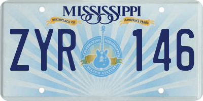 MS license plate ZYR146