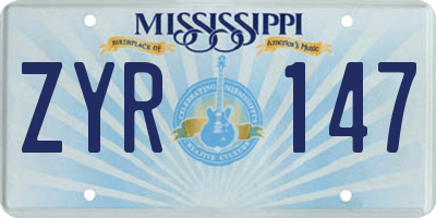 MS license plate ZYR147