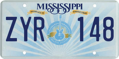 MS license plate ZYR148