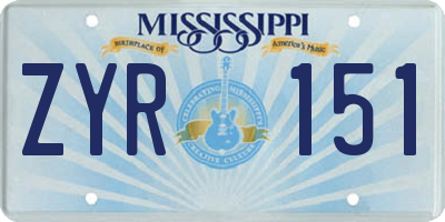 MS license plate ZYR151