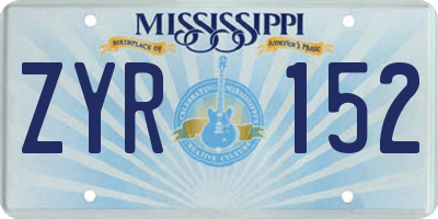 MS license plate ZYR152