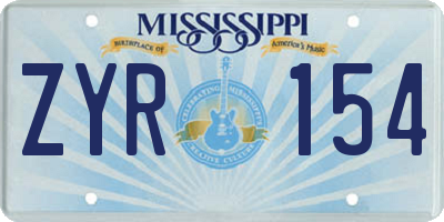 MS license plate ZYR154
