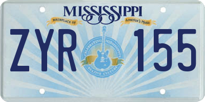 MS license plate ZYR155