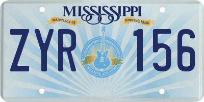MS license plate ZYR156