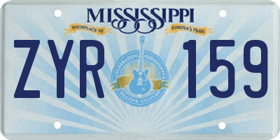 MS license plate ZYR159