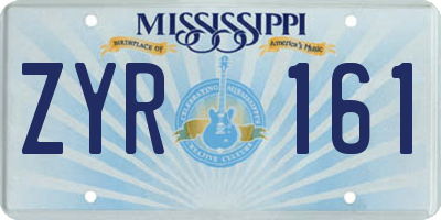MS license plate ZYR161