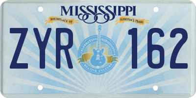 MS license plate ZYR162