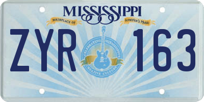 MS license plate ZYR163