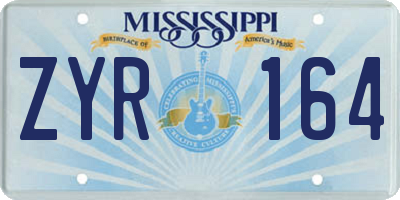 MS license plate ZYR164