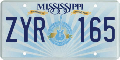 MS license plate ZYR165