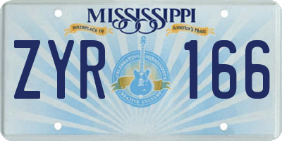 MS license plate ZYR166