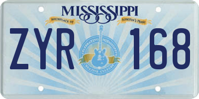 MS license plate ZYR168