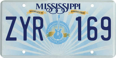 MS license plate ZYR169