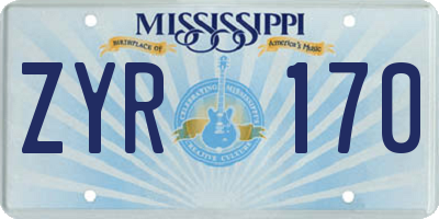 MS license plate ZYR170