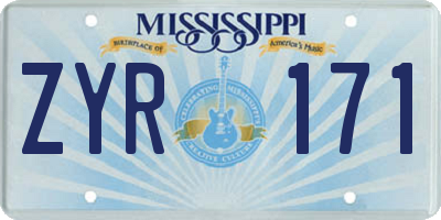 MS license plate ZYR171