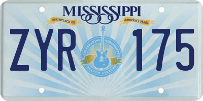 MS license plate ZYR175