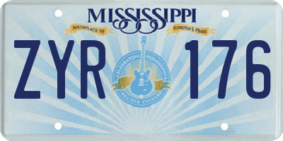 MS license plate ZYR176