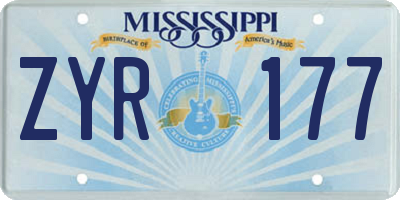 MS license plate ZYR177