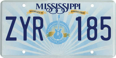 MS license plate ZYR185