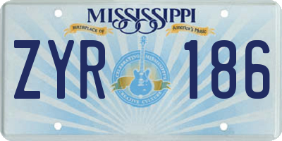 MS license plate ZYR186