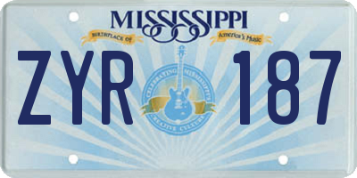 MS license plate ZYR187