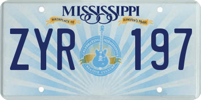 MS license plate ZYR197