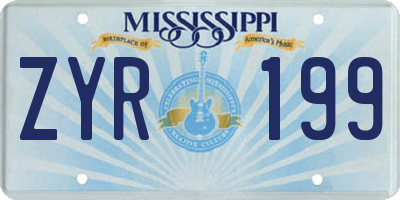 MS license plate ZYR199