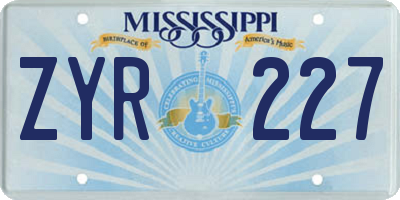 MS license plate ZYR227