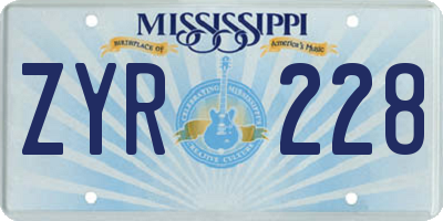 MS license plate ZYR228