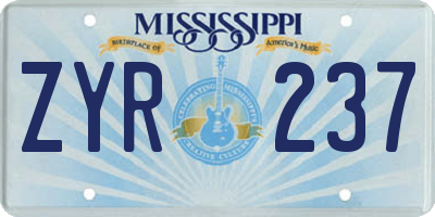MS license plate ZYR237