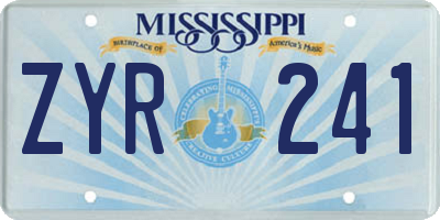 MS license plate ZYR241