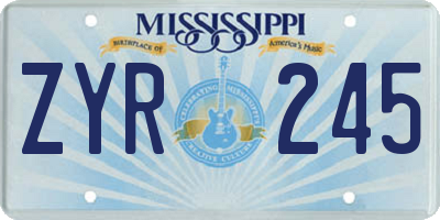 MS license plate ZYR245