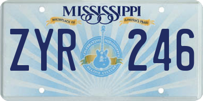 MS license plate ZYR246