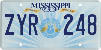 MS license plate ZYR248