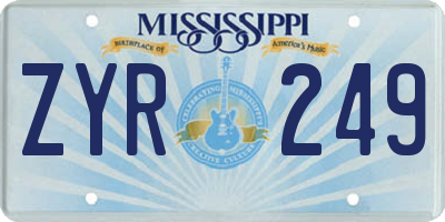 MS license plate ZYR249