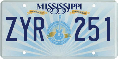 MS license plate ZYR251