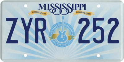 MS license plate ZYR252