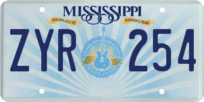 MS license plate ZYR254