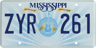 MS license plate ZYR261